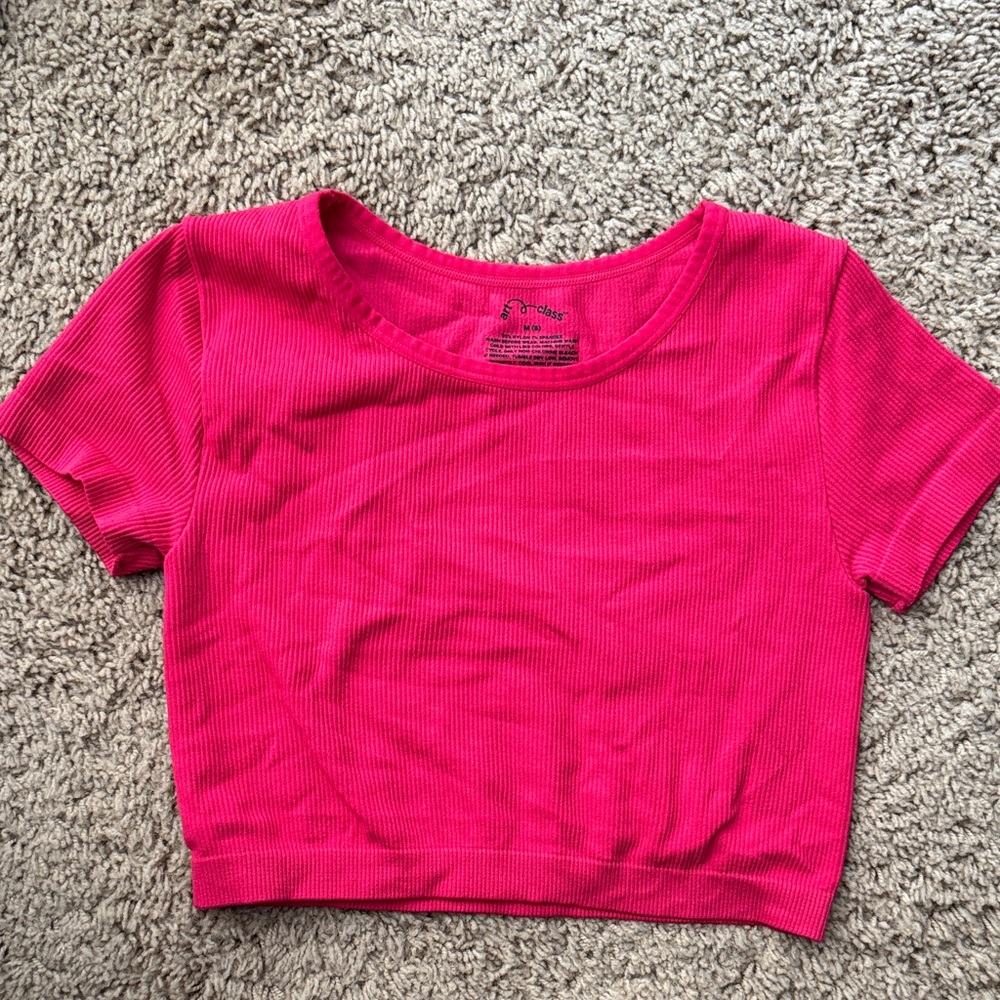 art class Bright Red Ribbed Kids Cropped Tee